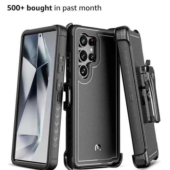 Black Heavy-Duty Phone Case with Belt Clip and Reinforced Corners - Picture 1 of 1